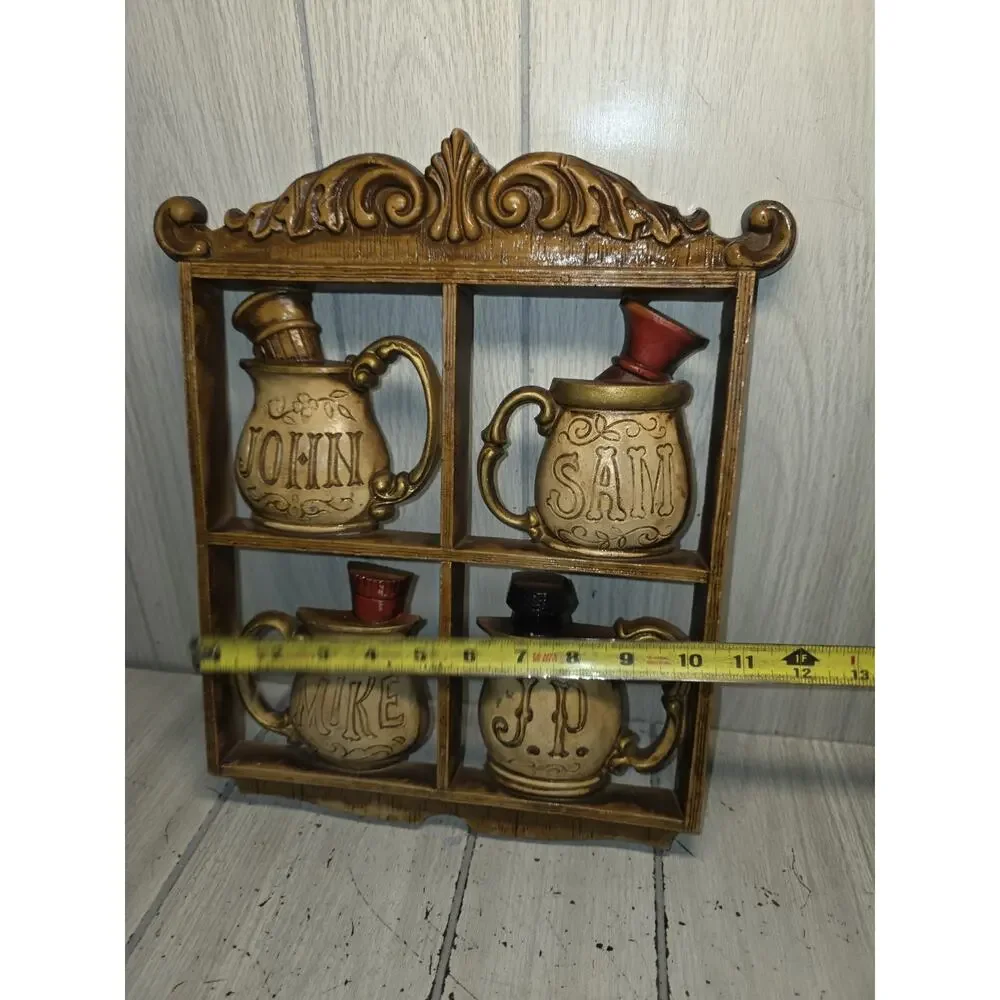 Vtg Cast Iron Barber Shop Shaving Mugs Wall Decor MCM USA Made Man Cave Cabin